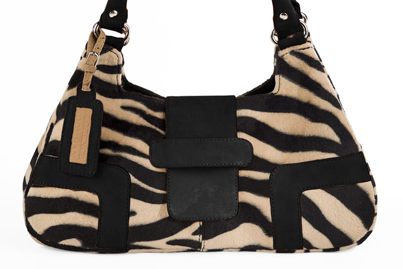 Dress handbag in animal print and matt black - Profile view